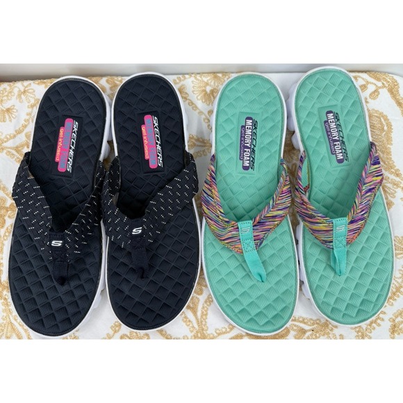 Skechers Memory Foam‎ Flip Flop Set Of 2 Pairs Women's Size 11 - Picture 1 of 8